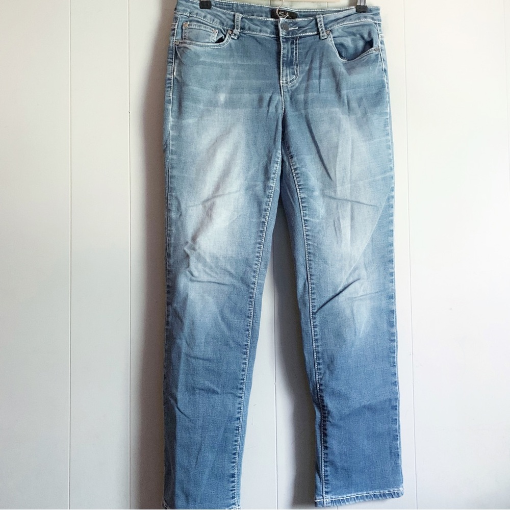 EARL Jeans Faded Blue Wash Bling Pocket Straight Leg 10